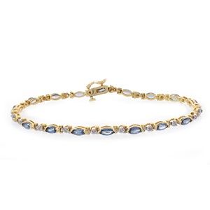 3.60 Carat Sapphires & Diamond Bracelet 14K Gold